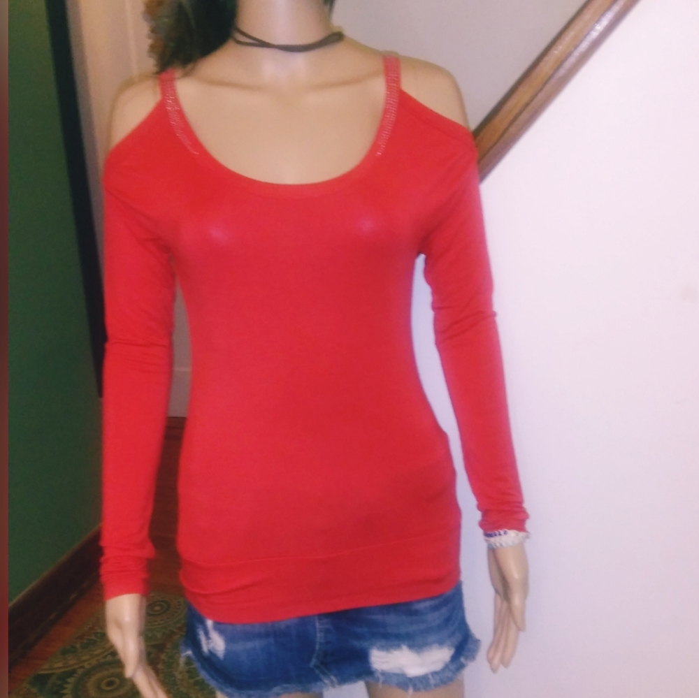 Red long sleeve blouse Sz-M